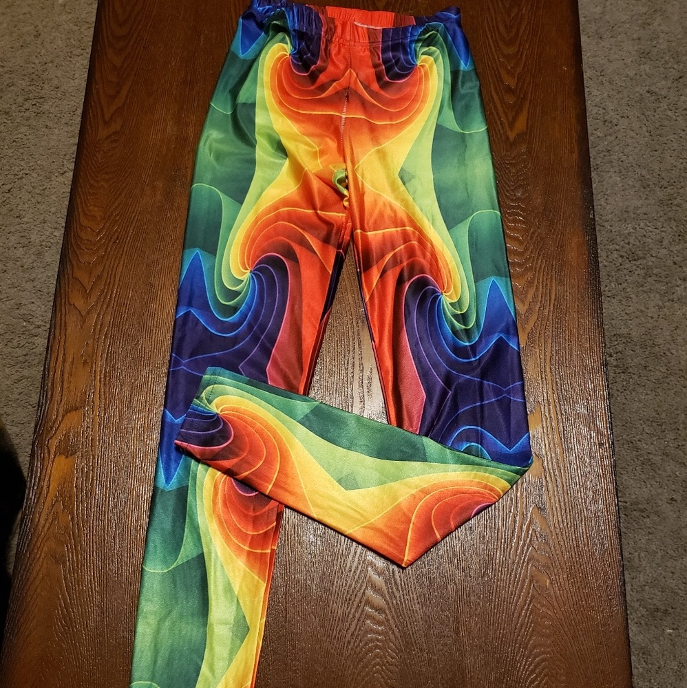 Trippy rainbow allover print leggings